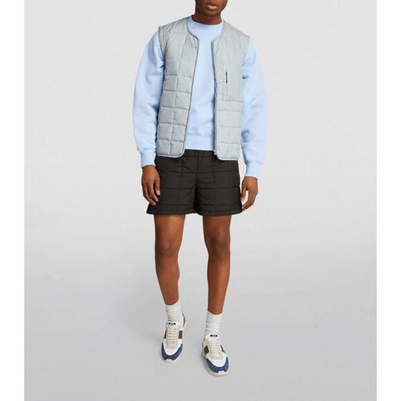 NWT Rains Mens Sky Blue Sleeveless Zip-Up Quilted Liner Gilet Vest Size Small